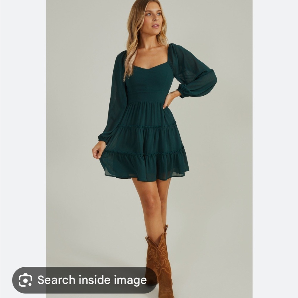 Altar’d State Hunter green dble tie back dress-XS